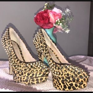 Vince Camuto leopard print studded stilettos